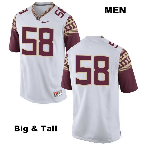 Men's NCAA Nike Florida State Seminoles #58 Dennis Briggs Jr. College Big & Tall No Name White Stitched Authentic Football Jersey MRY2169QX